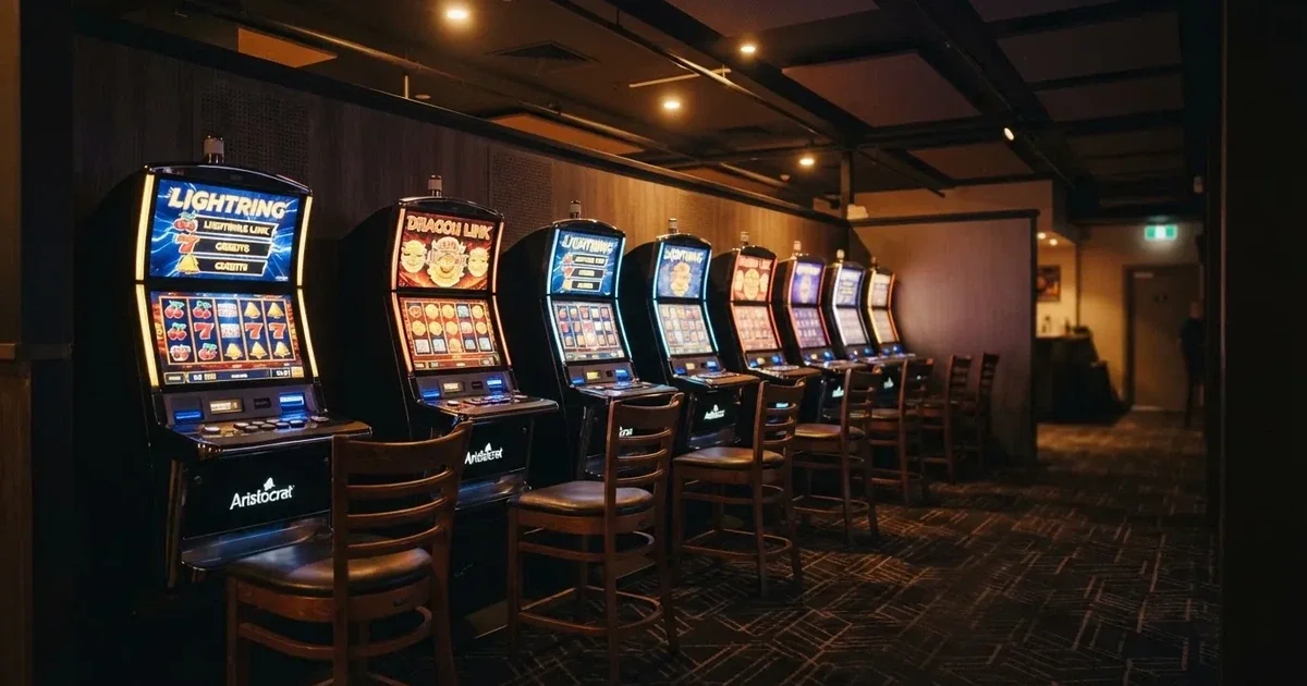 Electronic gaming machines inside a licensed pub in suburban Adelaide.