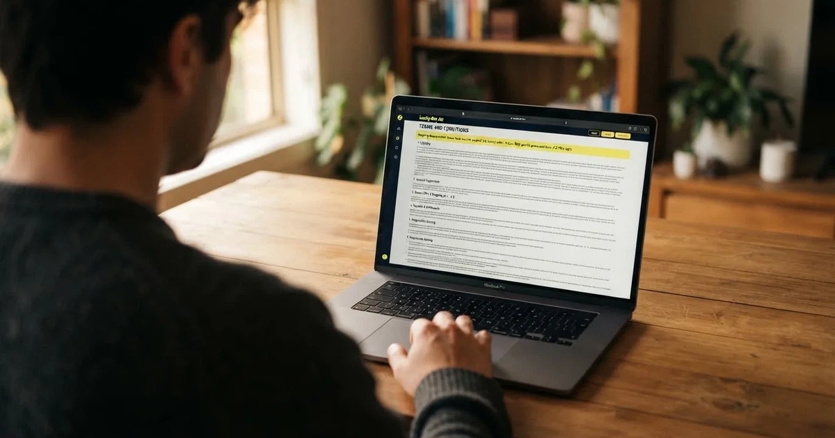 A laptop screen showing a terms-and-conditions page with wagering requirements highlighted.