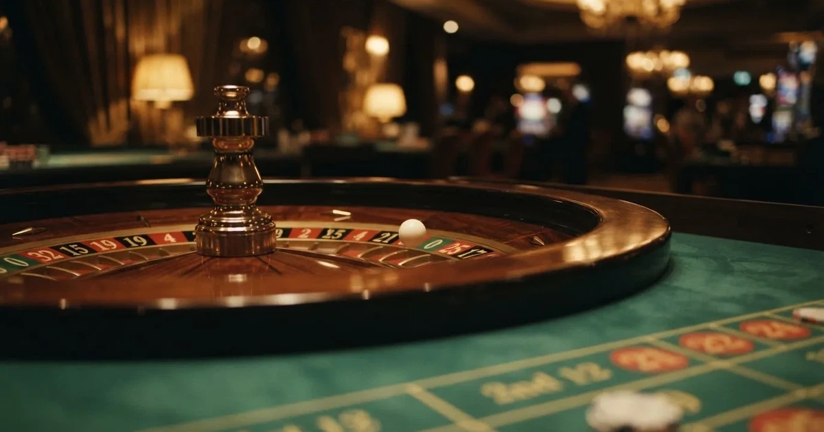 A close-up of a roulette wheel with the ball settling into a numbered pocket.